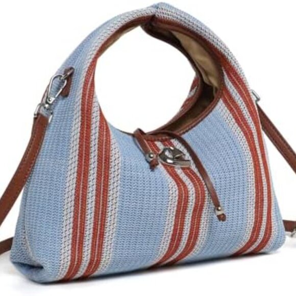 Trendy Casual Diamond Checker Denim Handbag with Detachable Shoulder Strap - Picture 1 of 9